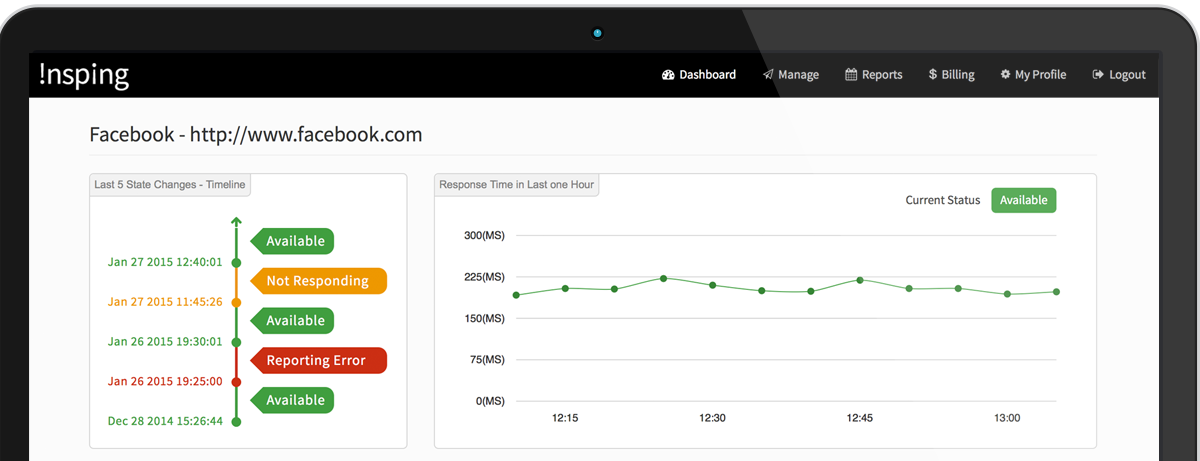 Insping Dashboard Page Screenshot